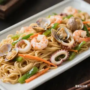 Przene rezance sa morskim plodovima | 海鲜炒面